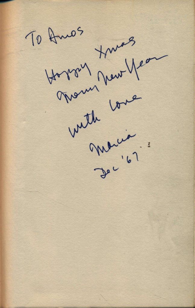 To Amos Happy Xmas Merry New Year with love Marcia Dec ‘67